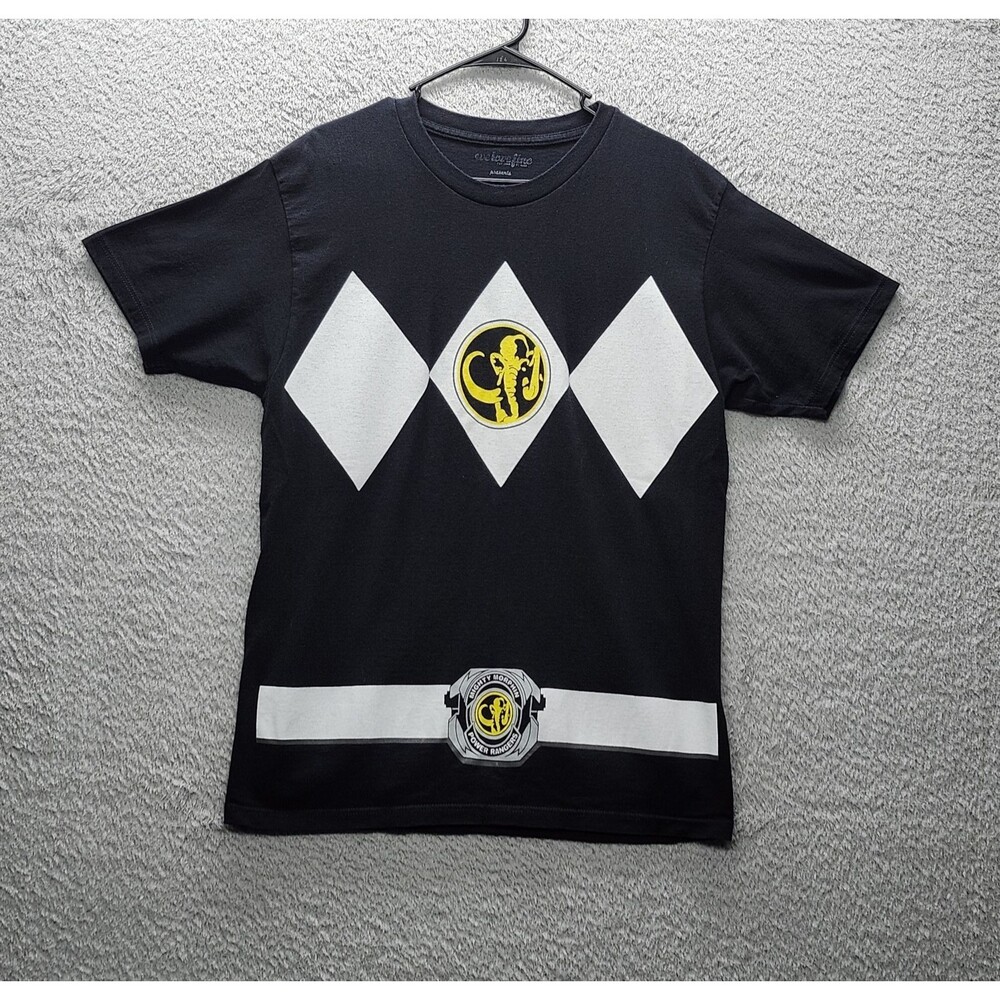 Mighty Morphin Power Rangers Black Ranger T-Shirt Size L 90s Graphic Retro Tee